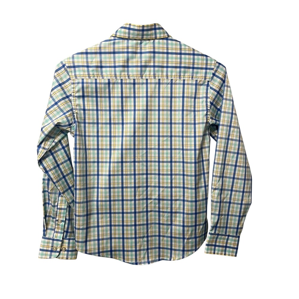 IZOD Boys Stretch Plaid‎ Button Down Long Sleeve Shirt Preppy Size Medium 10/12 - Picture 2 of 7